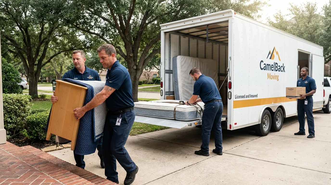 Crew loading residential truck for cross-state move from Waitsburg, WA